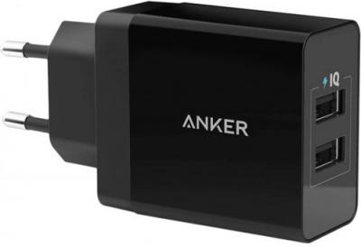 СЗУ Anker 2 USB, 24W 4.8A, 2 Power IQ, черный, A2021L11